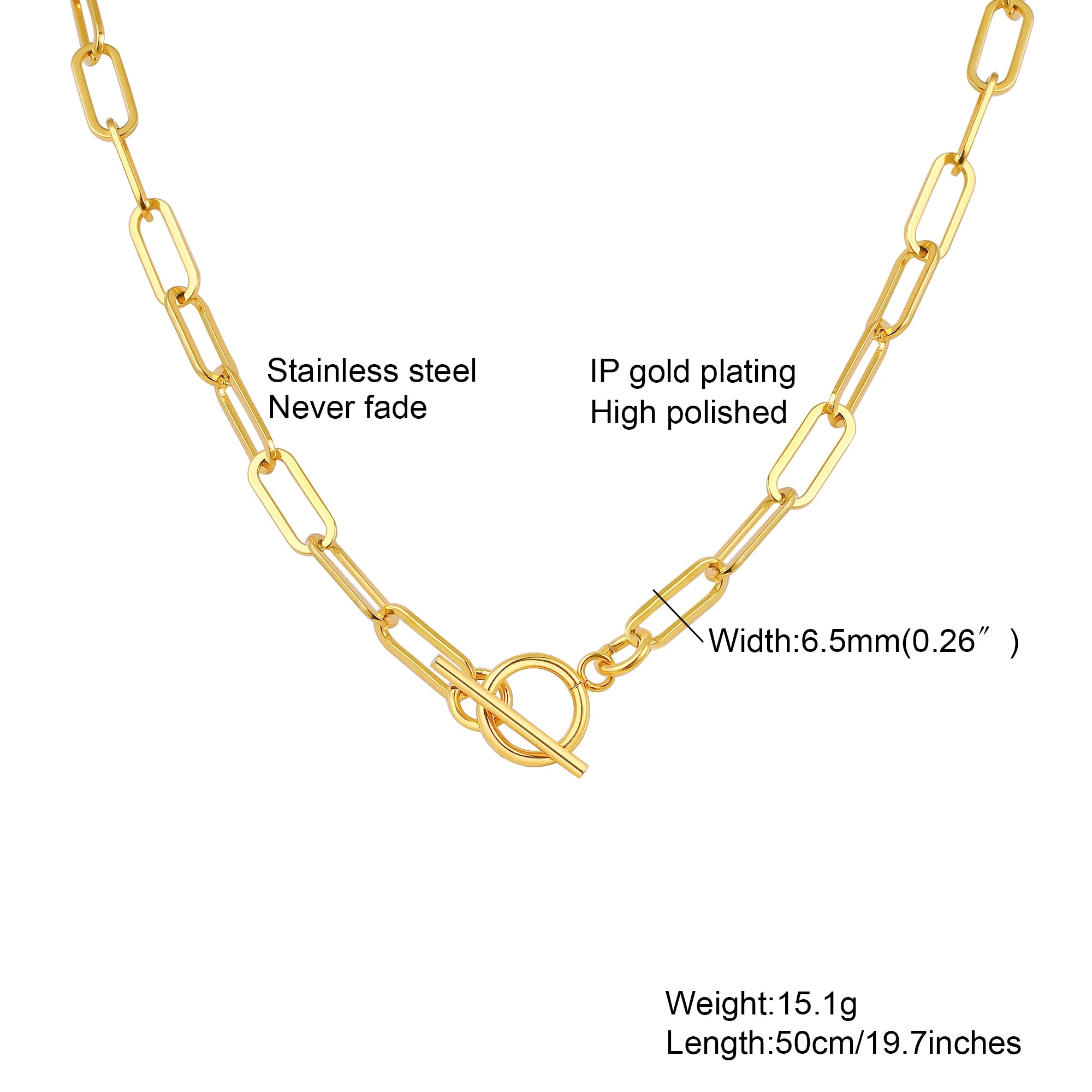 Chunky Gold Link Necklace – Thick Oval Stainless Steel Choker for a Minimalist Look