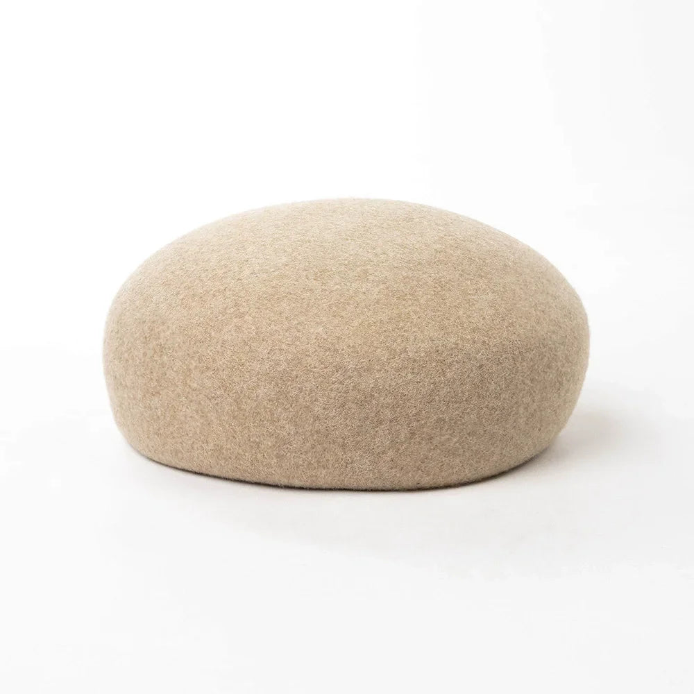 Vintage Wool Felt Beret – Elegant Hard-Top Pillbox Fedora for Weddings & Cocktail Parties