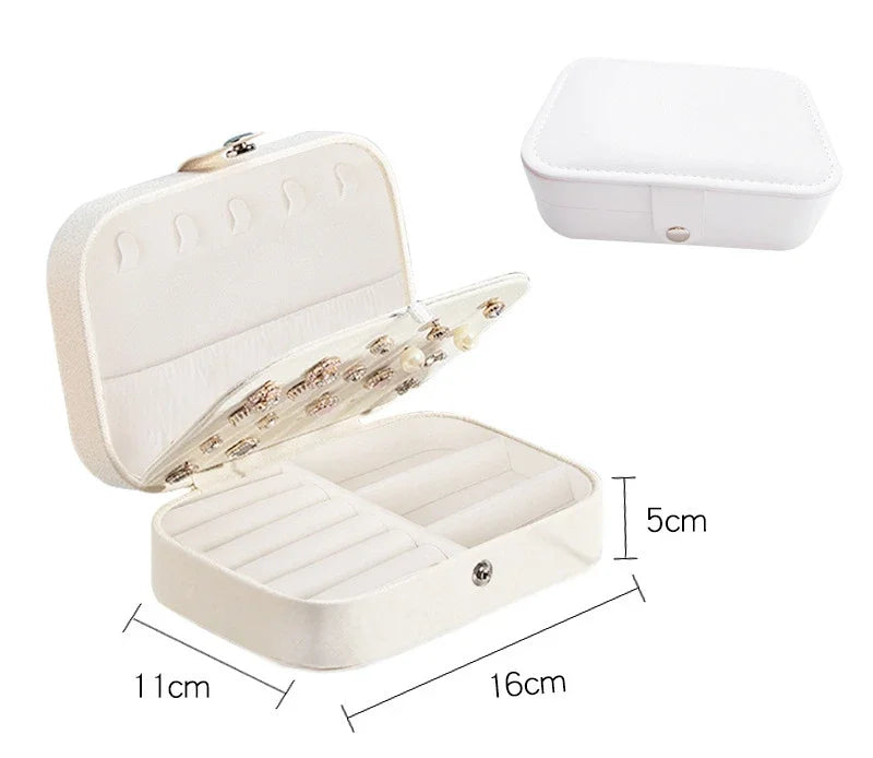 Portable Jewelry Box – Zipper Leather Travel Organizer for Earrings, Rings & Necklaces