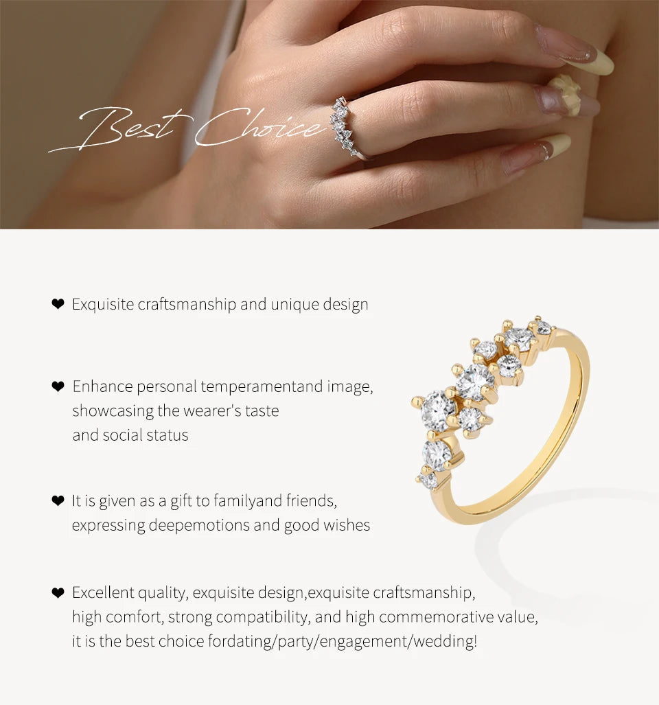 ATTAGEMS Round-Cut Moissanite Ring – D-VVS1 Sparkle in Solid 925 Silver for Women