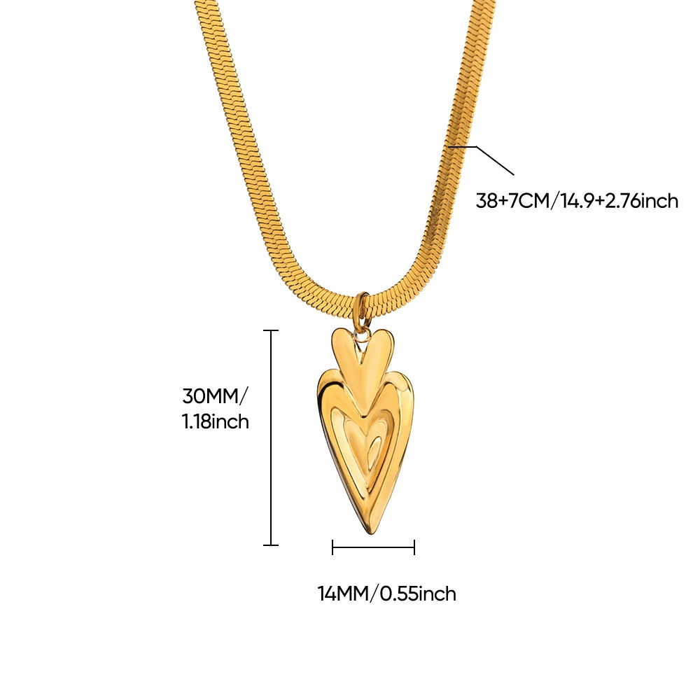 Punk Gold Heart Pendant Necklace – Stainless Steel OT Buckle Beaded Choker, Y2K Style