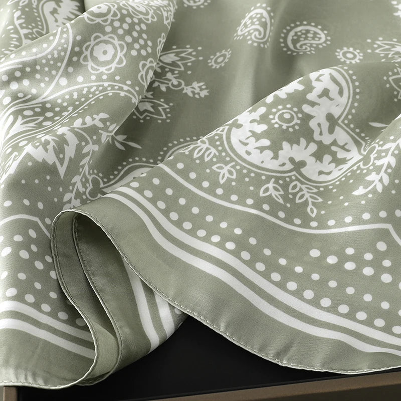 Floral Silk Hair Scarf – Elegant Spring Print Bandana for Hair, Neck & Head Styling