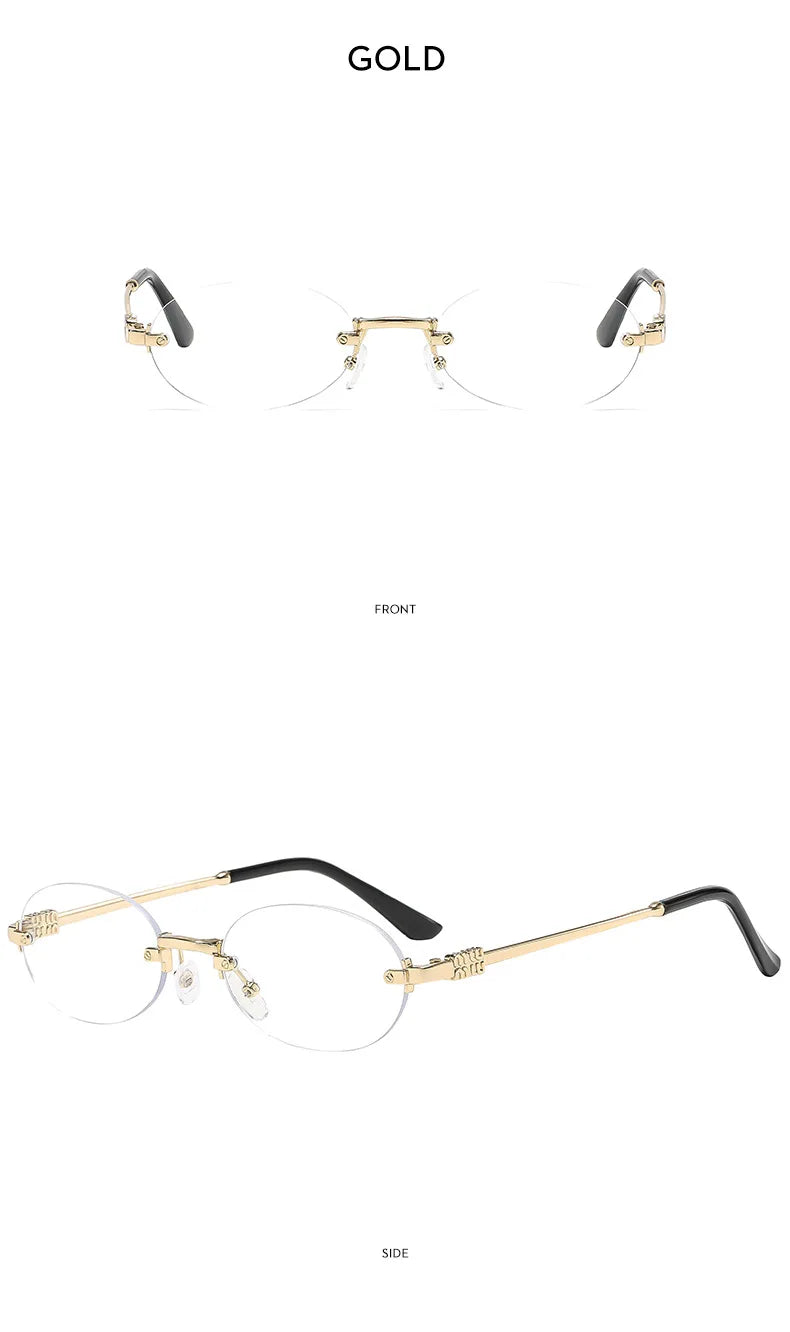 Frameless Oval Sunglasses – Luxury Summer Shades with UV Protection