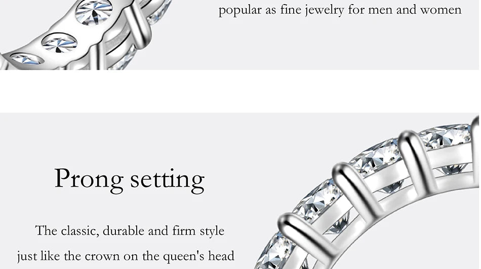 PERFANY 3 mm Full Moissanite Ring – S925 Silver Stackable Eternal Diamond-Style Luxury Band