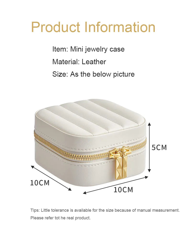 Mini Travel Jewelry Case with Mirror – Compact Organizer for Rings, Earrings & Necklaces