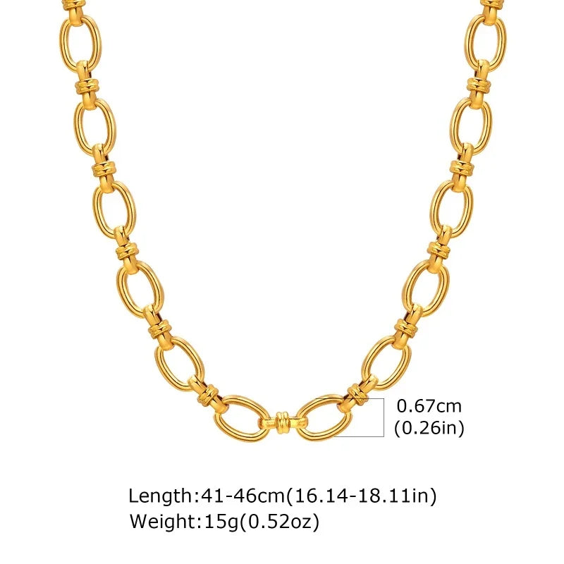 Chunky Gold Link Necklace – Thick Oval Stainless Steel Choker for a Minimalist Look