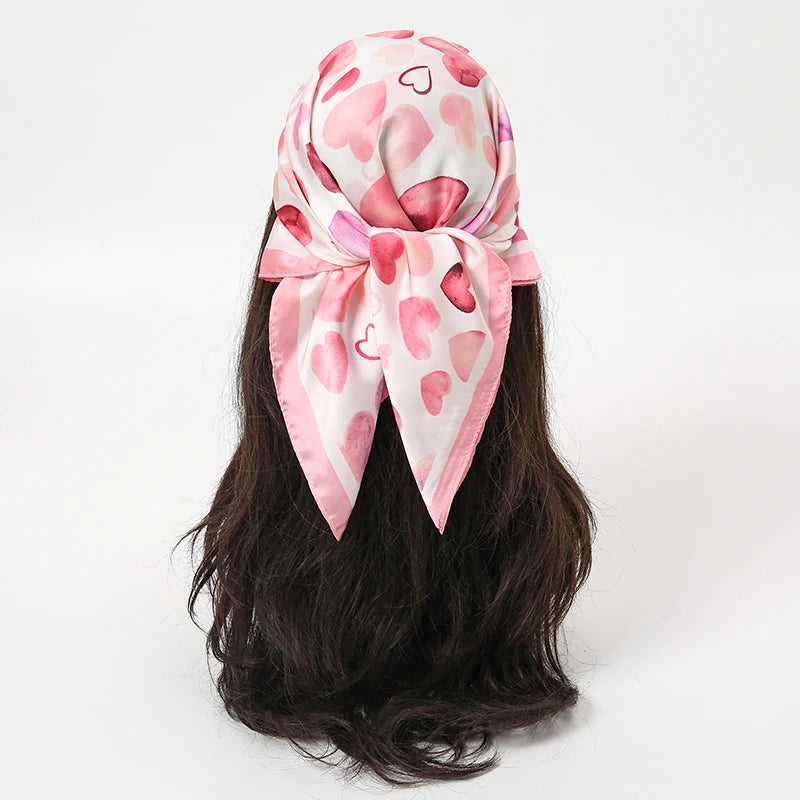 Bohemian Floral Silk Scarf – Tropical Print Square Satin Wrap for Hair, Neck & Hijab