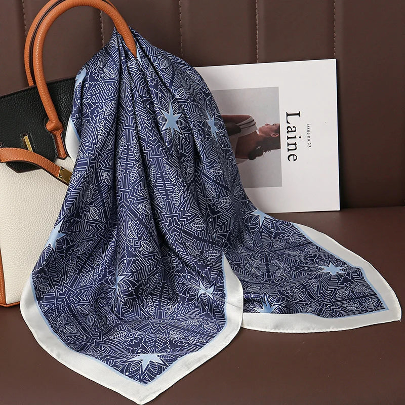 Luxury Silk Satin Scarf – 2023 Square Print Design for Women’s Hijab, Hair & Neck Styling