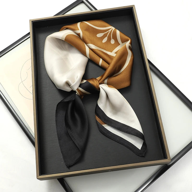 Printed Silk Scarf – Luxury Square Pashmina for Hair, Neck & Head Styling