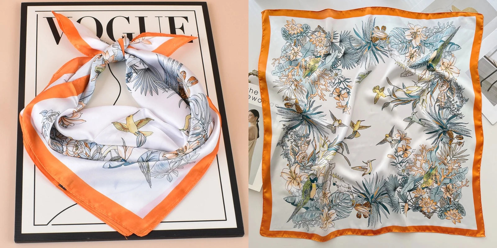 Luxury Floral Silk Scarf – Soft Satin Square Wrap for Hair, Neck & Hijab