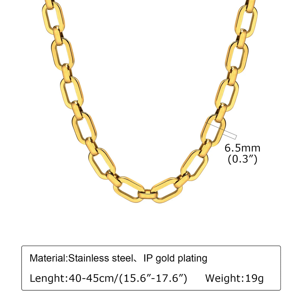 Chunky Gold Link Necklace – Thick Oval Stainless Steel Choker for a Minimalist Look