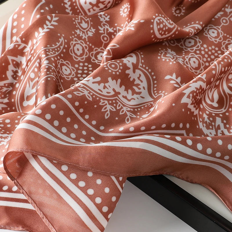 Floral Silk Hair Scarf – Elegant Spring Print Bandana for Hair, Neck & Head Styling