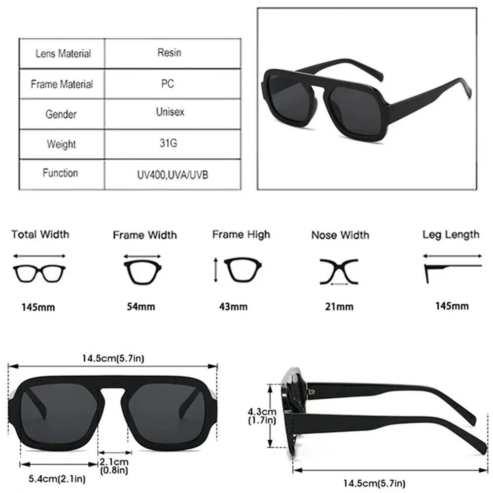 Retro Square Sunglasses – Gradient UV400 Unisex Punk Designer Shades