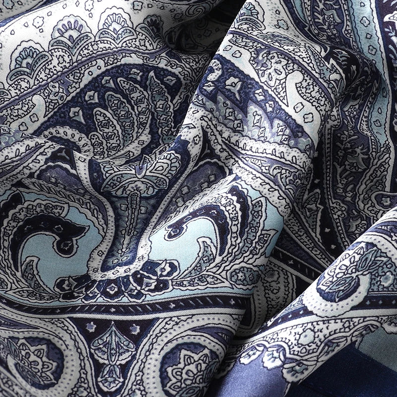 Bohemian Floral Silk Scarf – Luxury Square Satin Wrap for Hair, Neck & Hijab