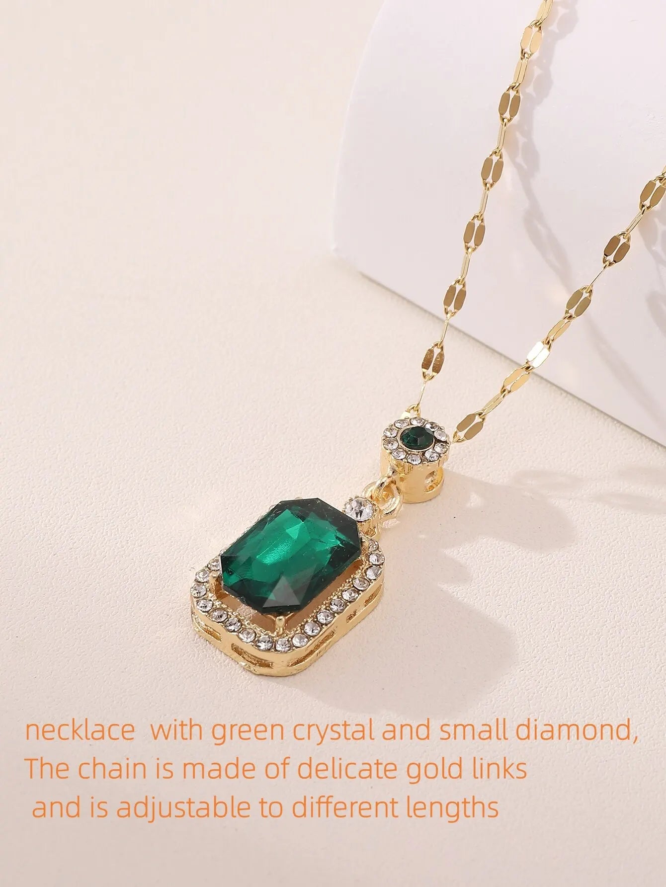 Emerald Crystal Titanium Steel Jewelry Set – Light Luxury Pendant, Ring & Earrings for Women