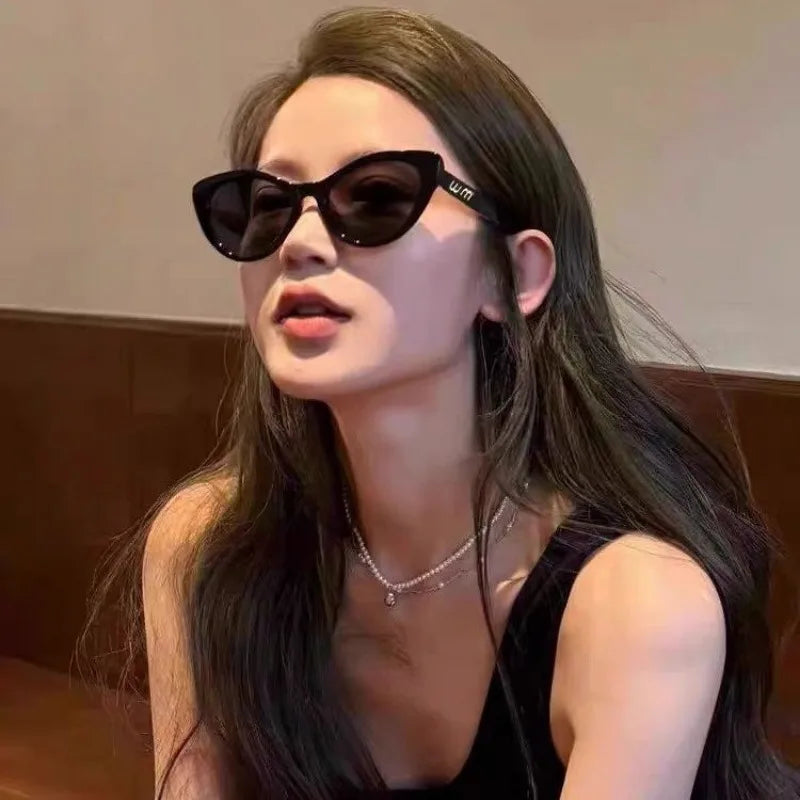 Cat Eye Sunglasses – Black & Leopard Small Frame UV400 Designer Style