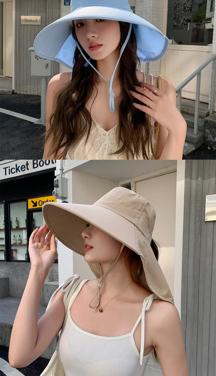 Women’s Wide-Brim Sun Bucket Hat – UPF 50+ Fishing & Safari Style with Neck Cover