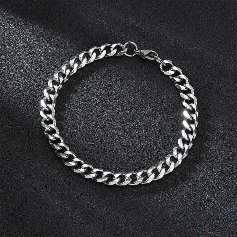 LETAPI Stainless Steel Cuban Chain Bracelet – Bold Unisex Hip-Hop Style for Men & Women