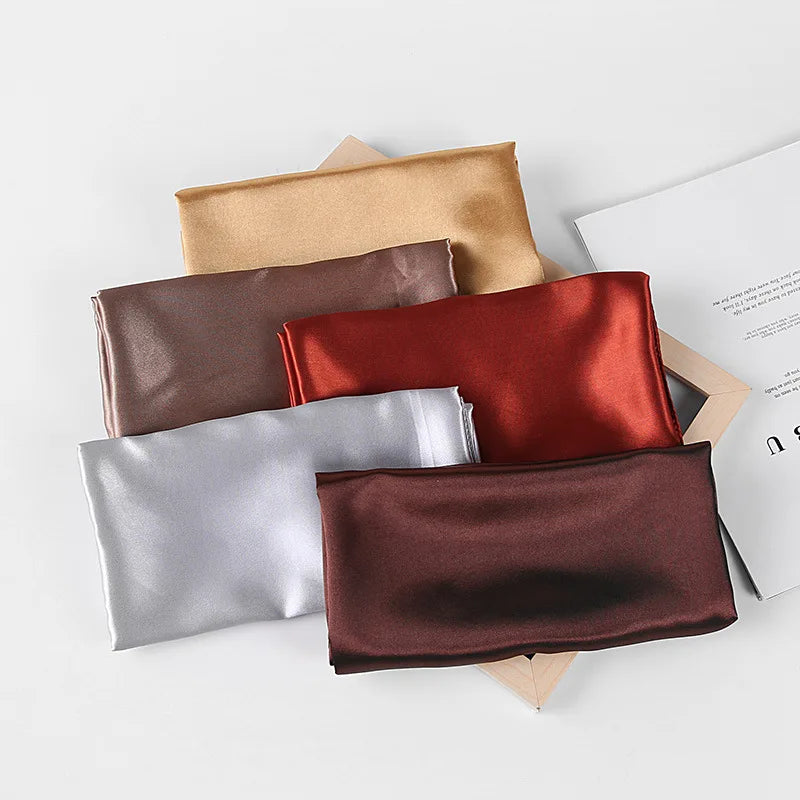 Luxury Silk Satin Scarf – Solid Color Hijab & Shawl Wrap, Elegant 90×90 cm Design