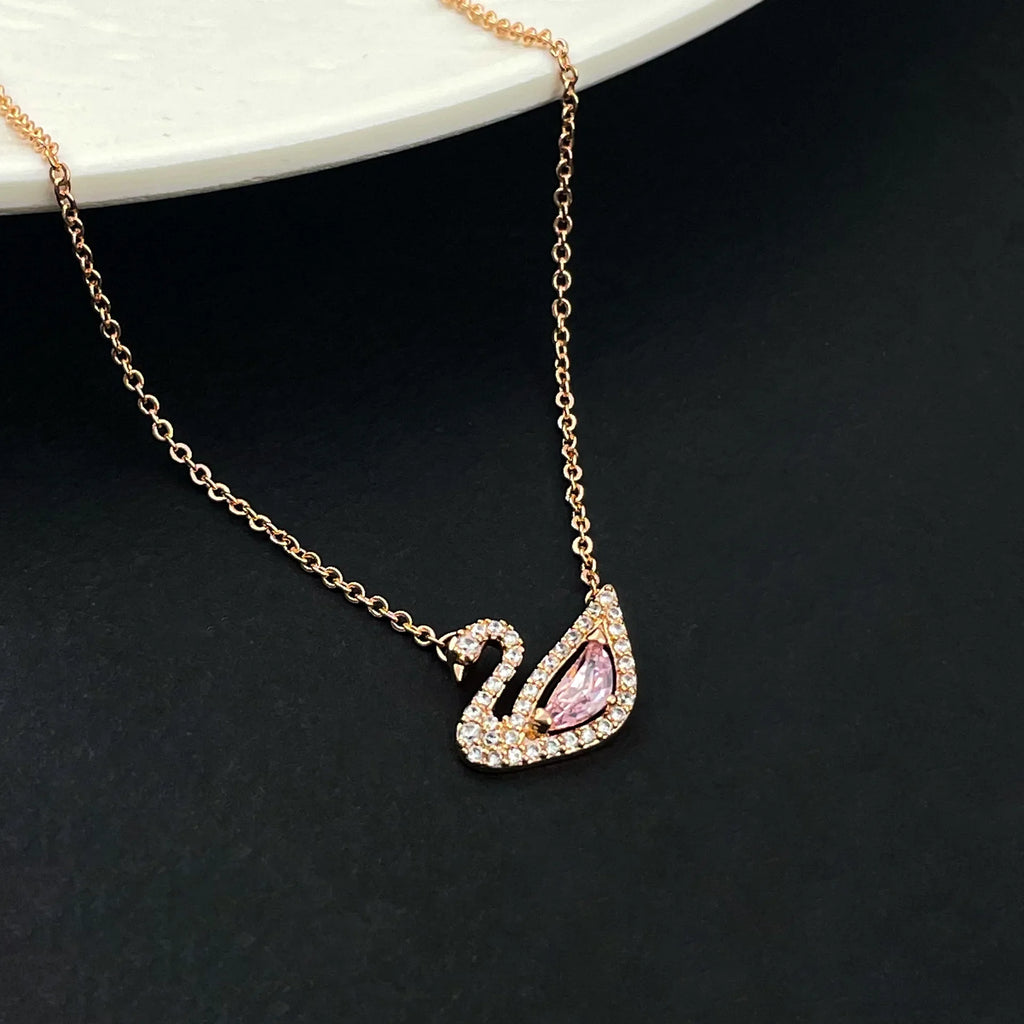 Copper Swan Necklace – Non-Fading Elegant Clavicle Chain for Women, Perfect Valentine’s Gift