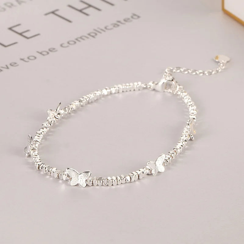VENTFILLE 925 Silver Butterfly Bracelet – Cute Beaded String Design for Girls