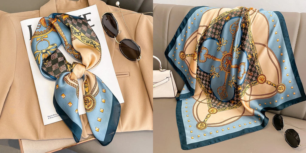 Luxury Floral Silk Scarf – Soft Satin Square Wrap for Hair, Neck & Hijab