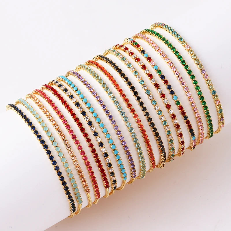 2 mm Adjustable Rainbow Tennis Bracelet – Colorful Zircon Charm for Women