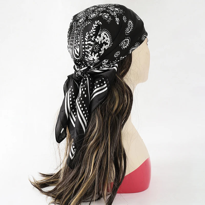 Floral Silk Hair Scarf – Elegant Spring Print Bandana for Hair, Neck & Head Styling