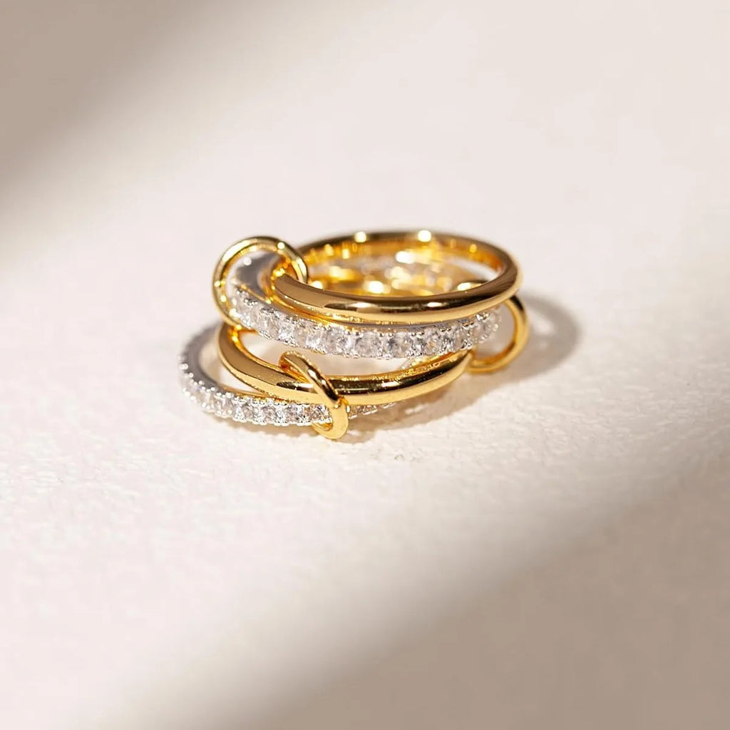 Two-Tone Four-Band Copper Ring – Hypoallergenic Stacking Piece for Young Women