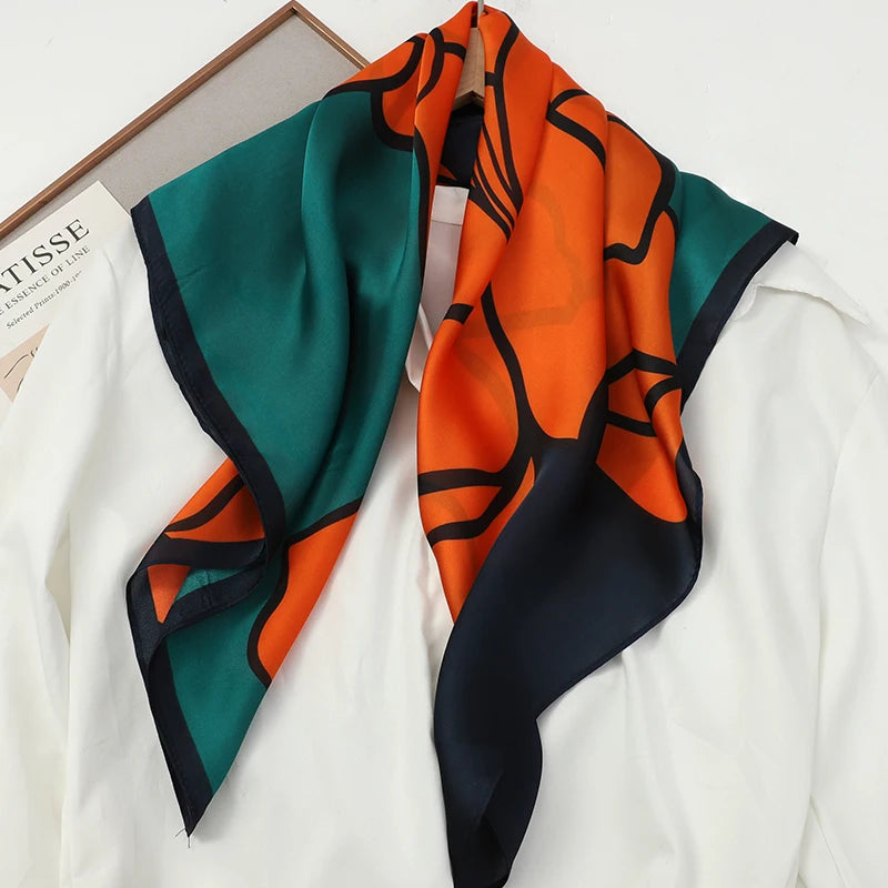 Luxury Silk Feel Scarf – Square Satin Wrap in 60 Colors for Hair, Neck & Hijab