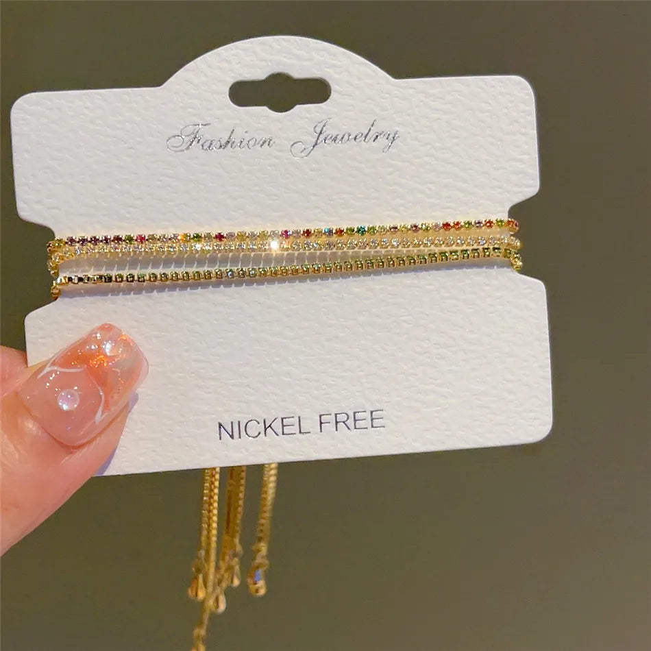 2 mm Adjustable Rainbow Tennis Bracelet – Colorful Zircon Charm for Women