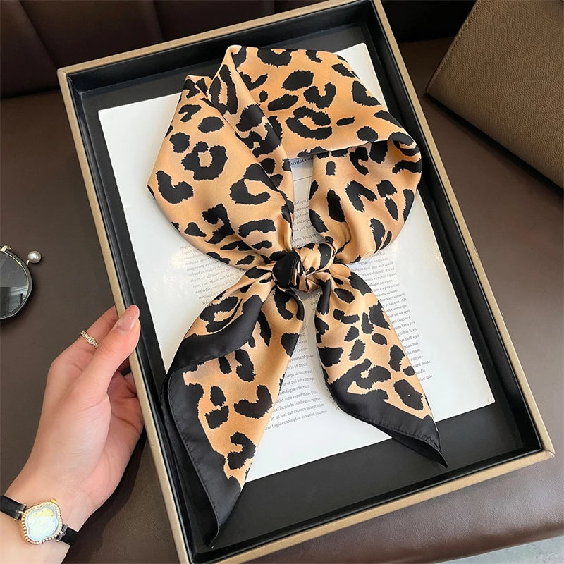 Bohemian Floral Silk Scarf – Luxury Square Satin Wrap for Hair, Neck & Hijab