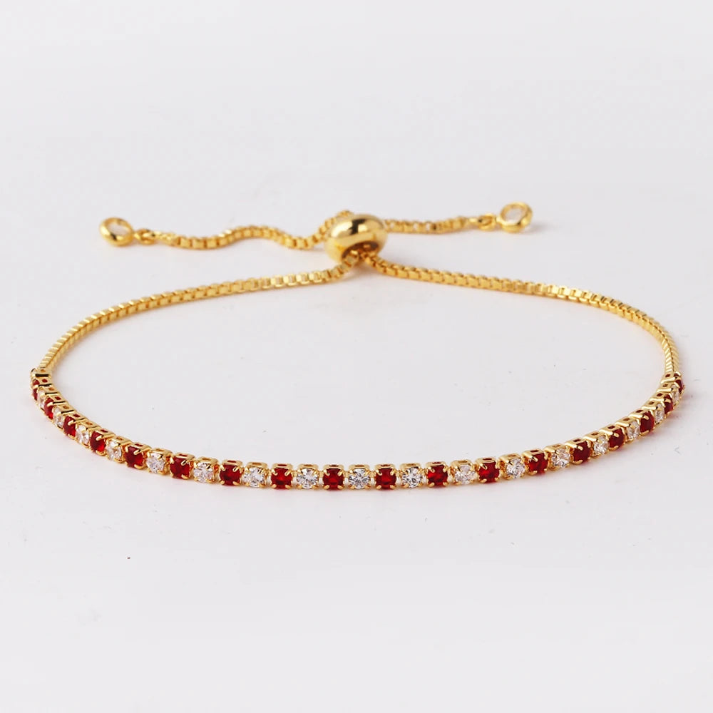 2 mm Adjustable Rainbow Tennis Bracelet – Colorful Zircon Charm for Women