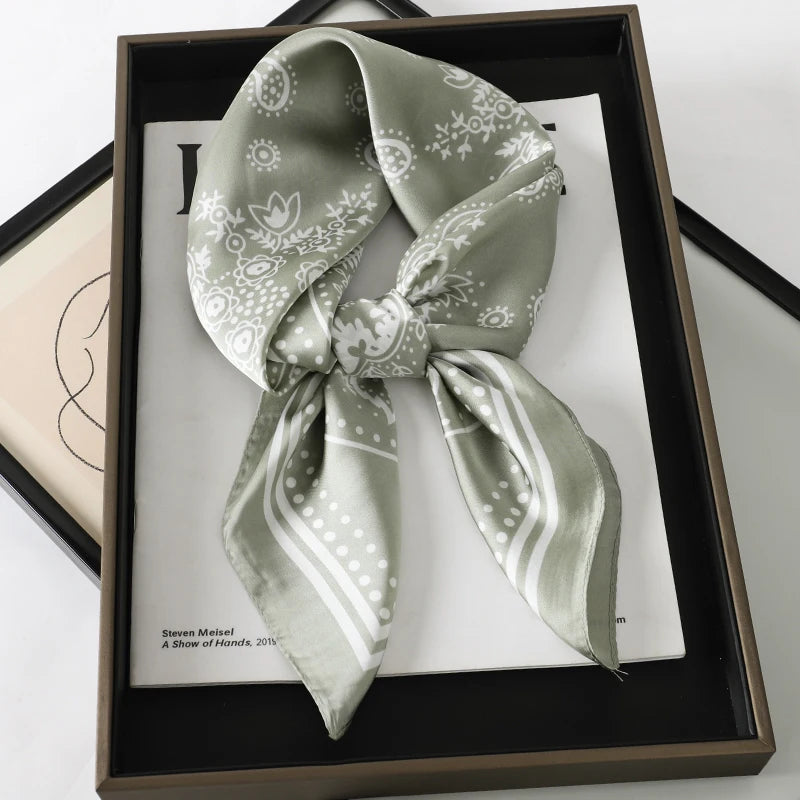 Floral Silk Hair Scarf – Elegant Spring Print Bandana for Hair, Neck & Head Styling