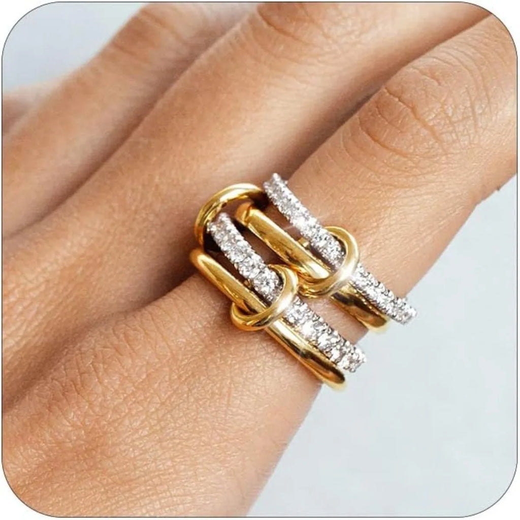Two-Tone Four-Band Copper Ring – Hypoallergenic Stacking Piece for Young Women