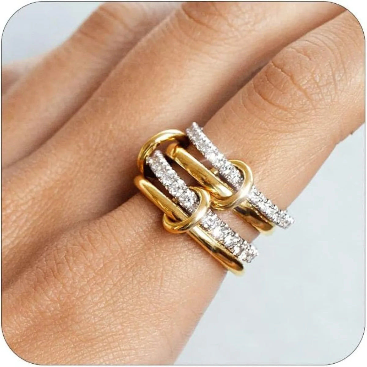 Two-Tone Four-Band Copper Ring – Hypoallergenic Stacking Piece for Young Women