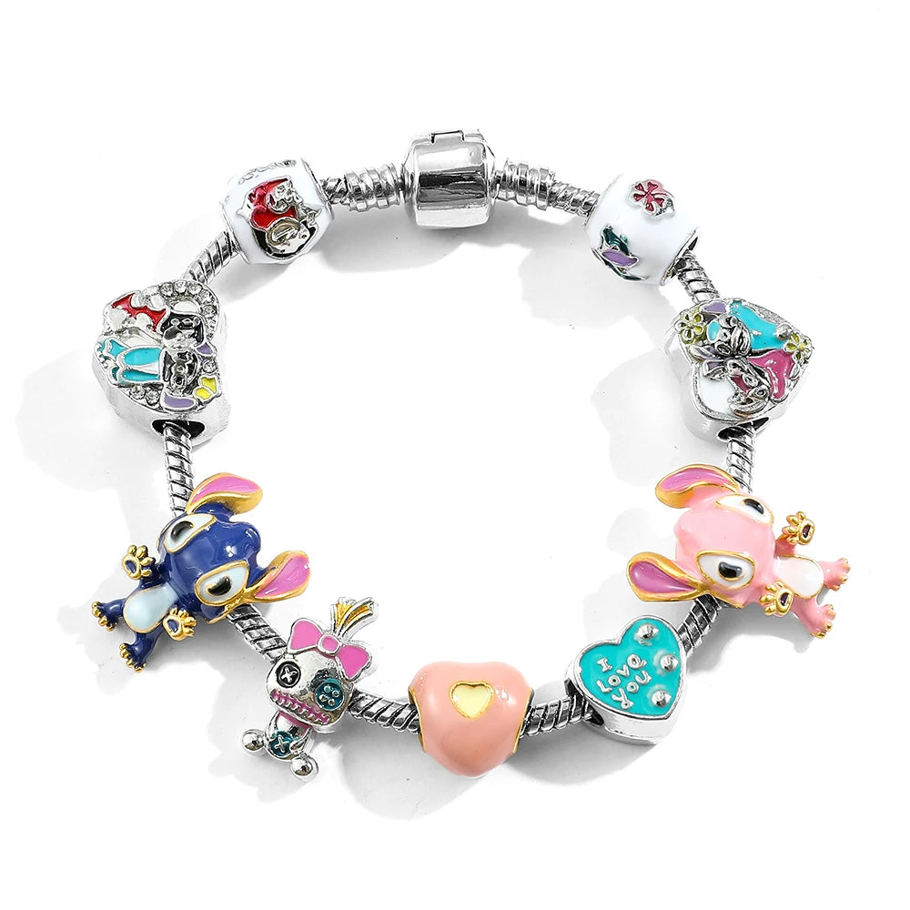 Disney Lilo & Stitch Beaded Bracelet – Cute Charm Bangle for Women & Kids