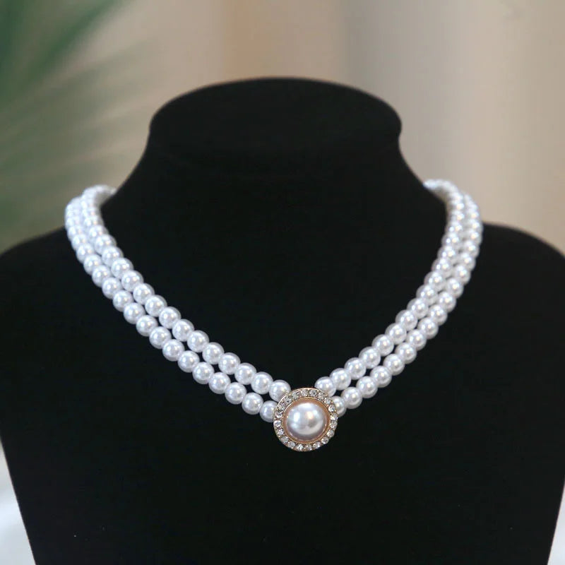 Baroque Pearl Choker – Luxury Triple-Layer Beaded Necklace for Weddings & Parties
