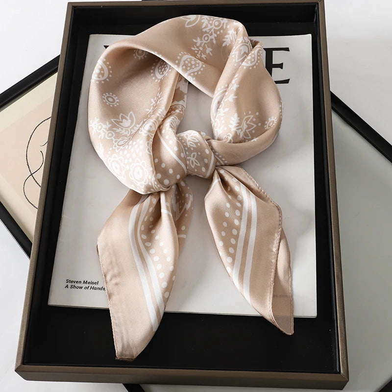 Floral Silk Hair Scarf – Elegant Spring Print Bandana for Hair, Neck & Head Styling