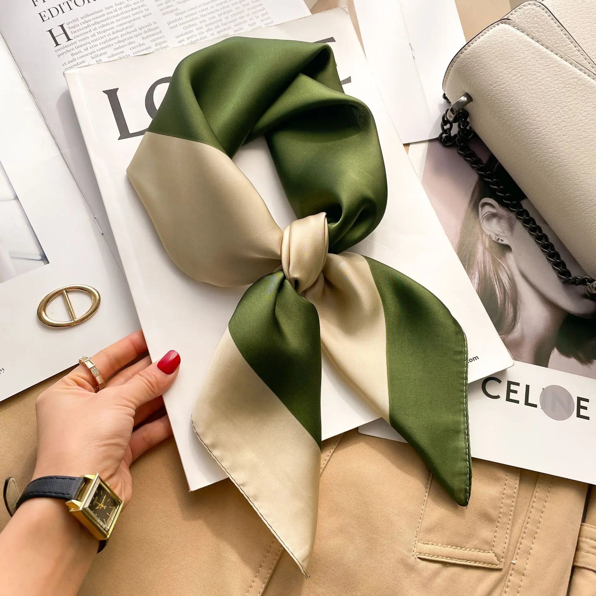 Printed Silk Scarf – Luxury Square Pashmina for Hair, Neck & Head Styling