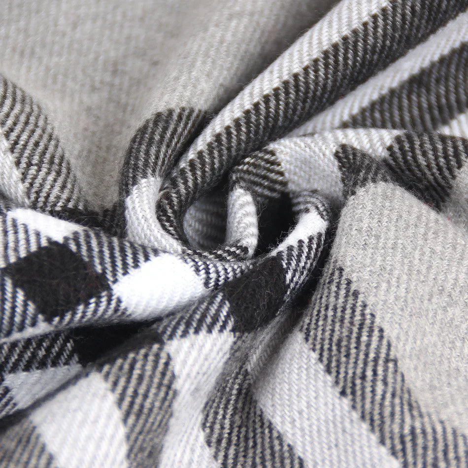 Imitation Cashmere Scarf – Warm Plaid Winter Shawl for Men & Women