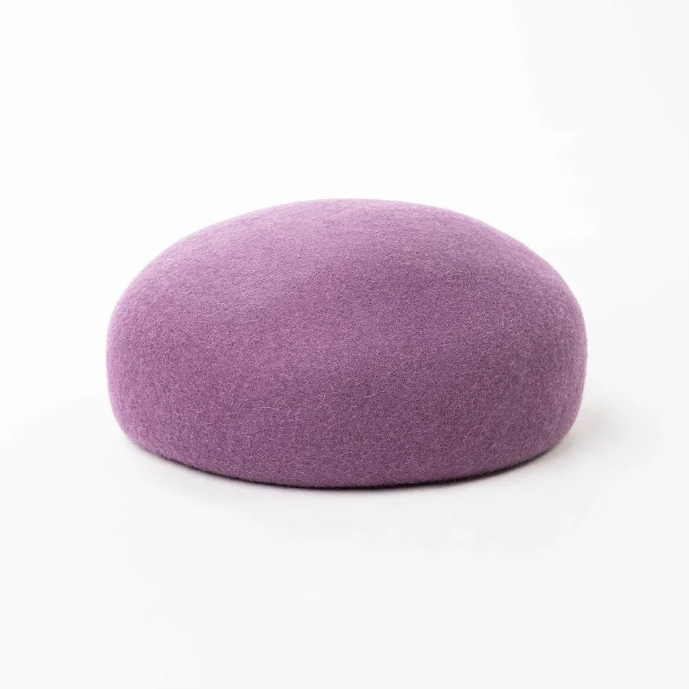 Vintage Wool Felt Beret – Elegant Hard-Top Pillbox Fedora for Weddings & Cocktail Parties
