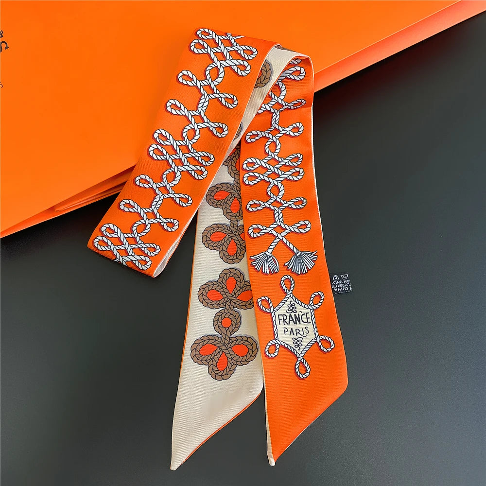 Gorgeous Saddle Print Silk Scarf – Elegant 2023 Designer Style for Hair, Bags & Neck