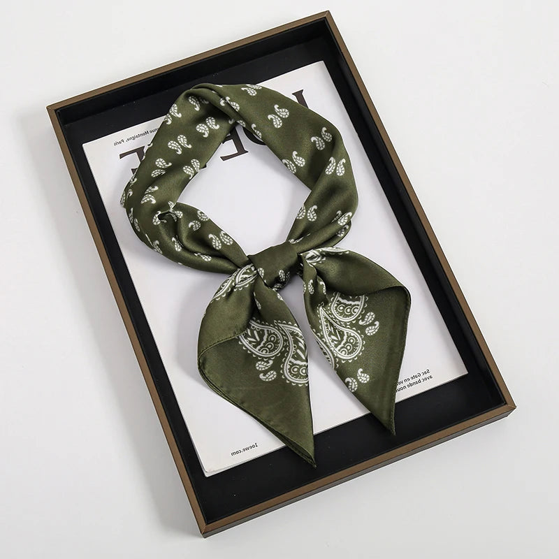 Luxury Square Silk Scarf – Elegant Satin Hijab & Headband Wrap for Women