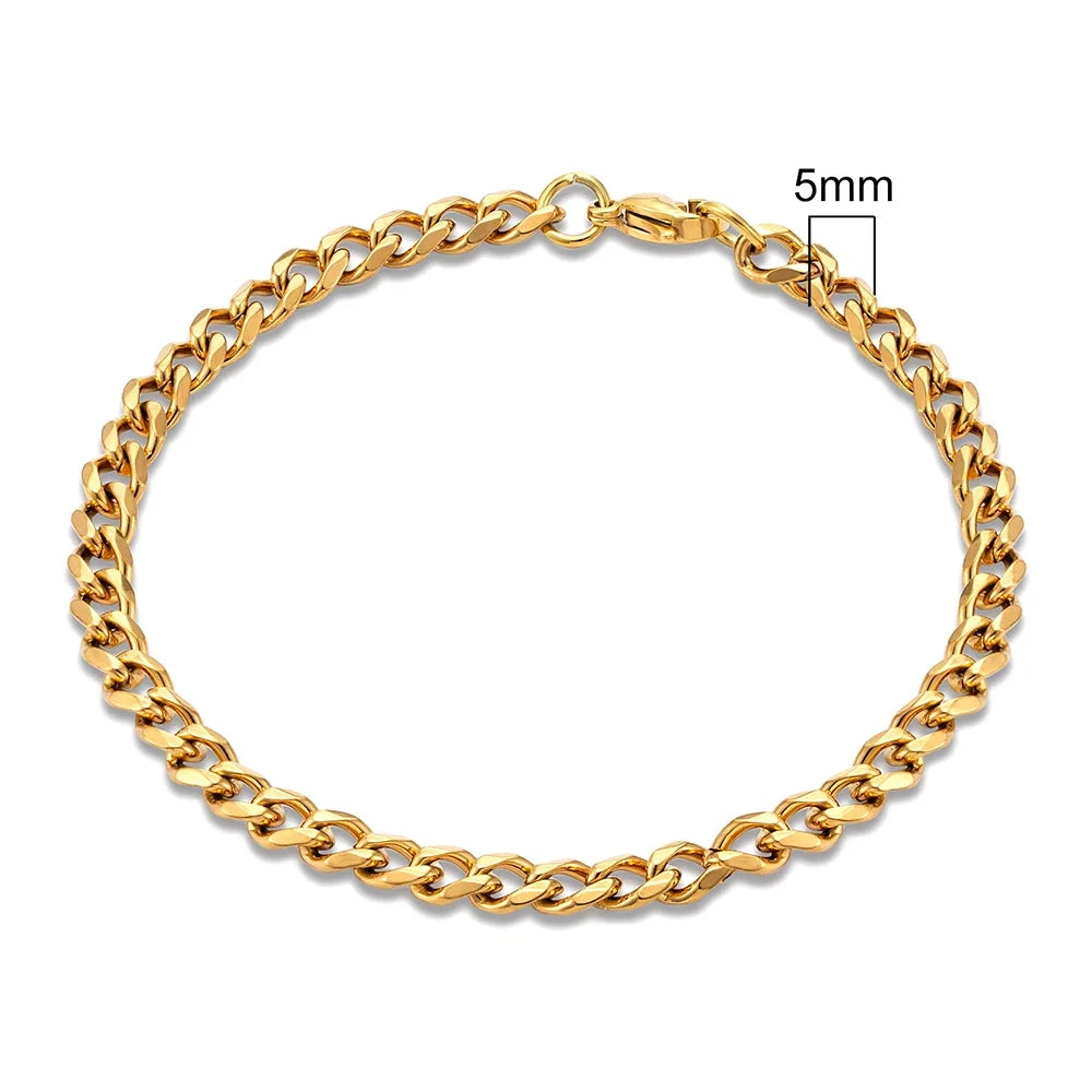 MKENDN Punk Cuban Link Bracelet – 3–11 mm Stainless Steel Biker Chain for Men & Women