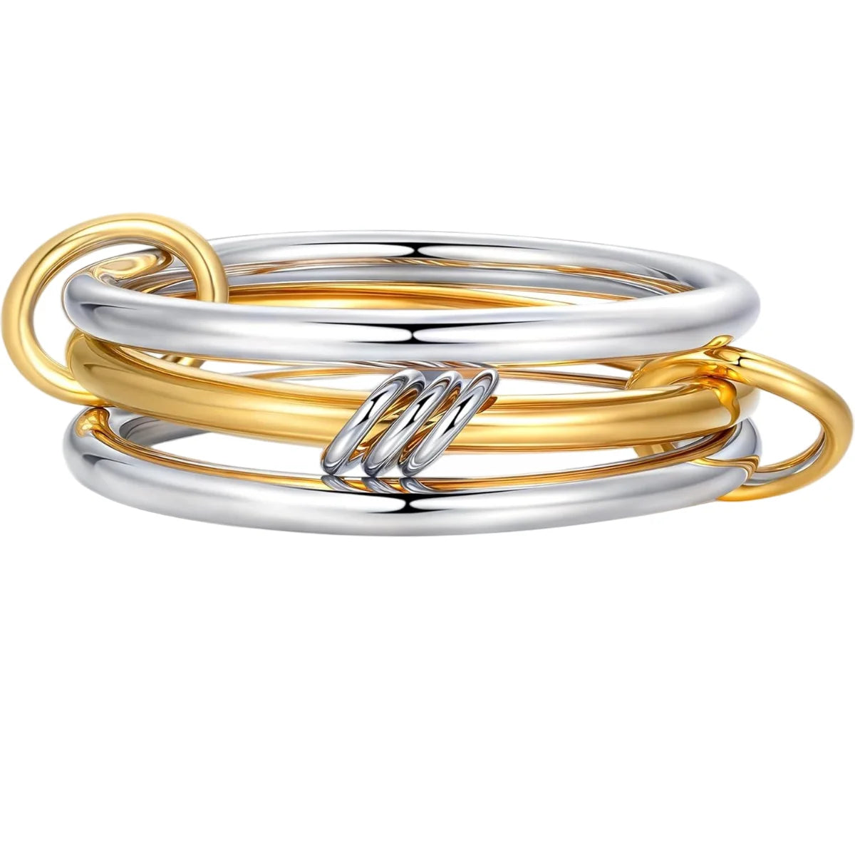 Two-Tone Four-Band Copper Ring – Hypoallergenic Stacking Piece for Young Women
