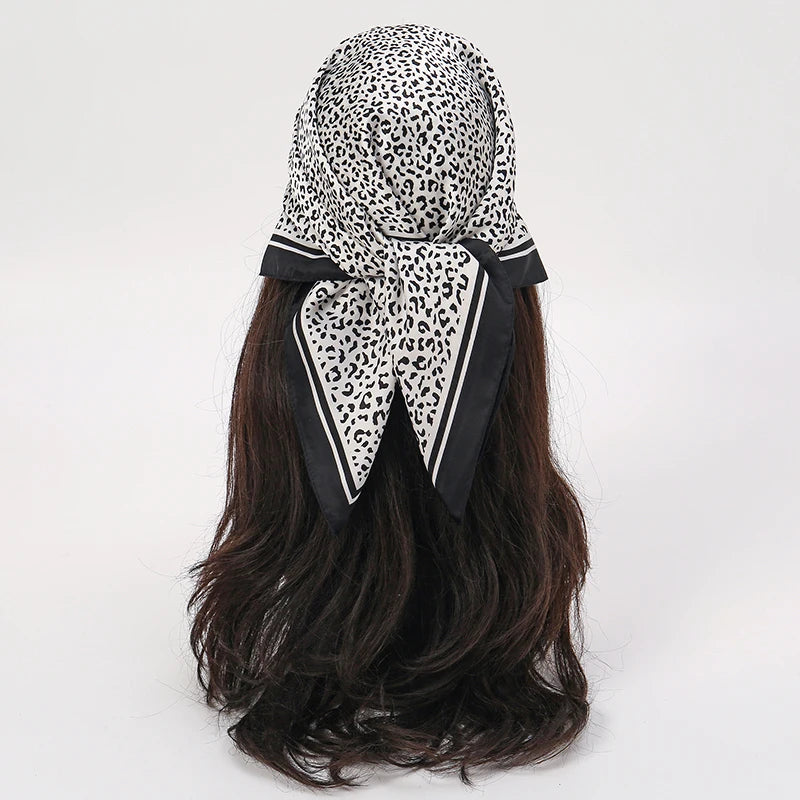 Bohemian Floral Silk Scarf – Tropical Print Square Satin Wrap for Hair, Neck & Hijab