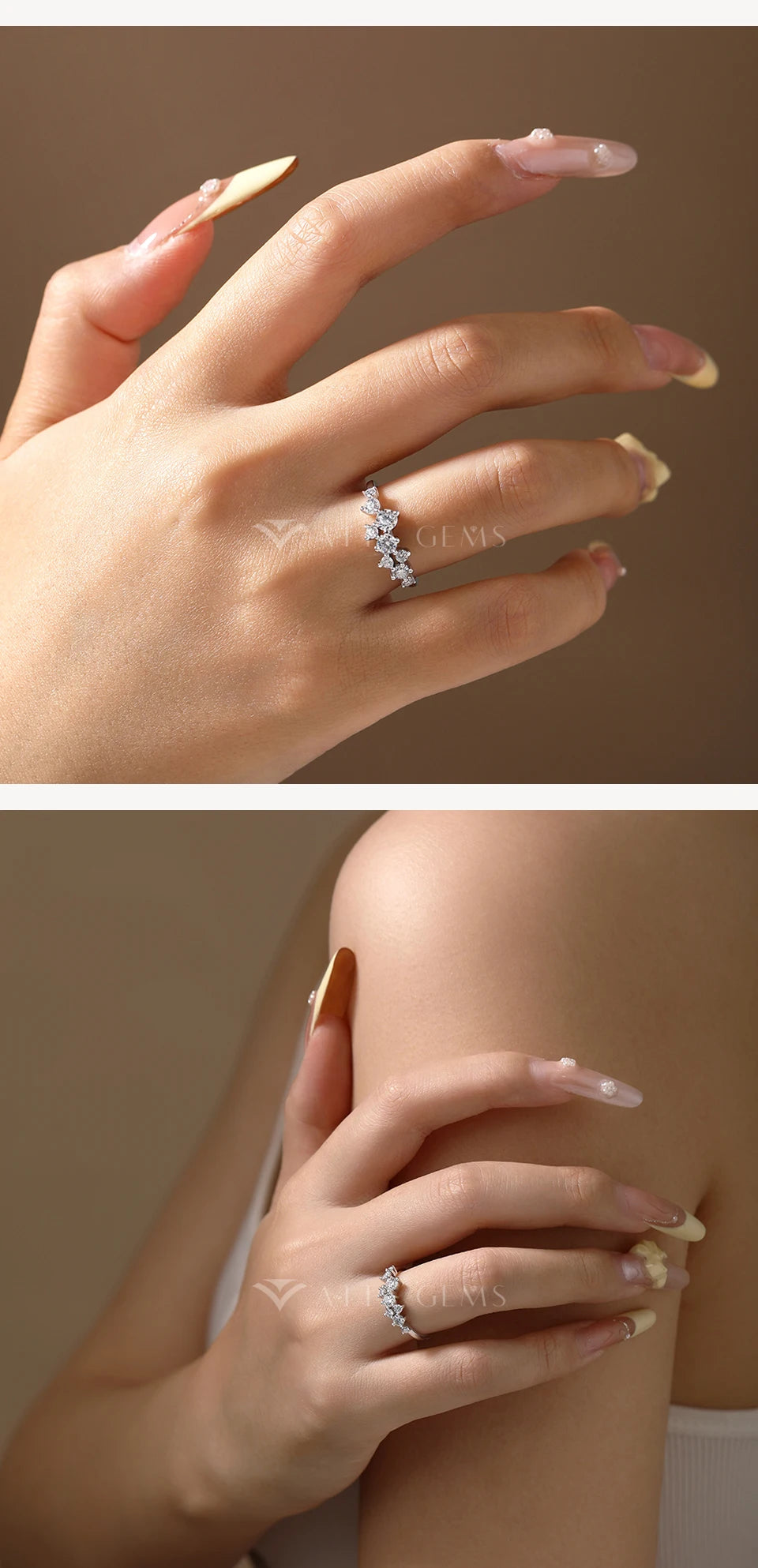 ATTAGEMS Round-Cut Moissanite Ring – D-VVS1 Sparkle in Solid 925 Silver for Women