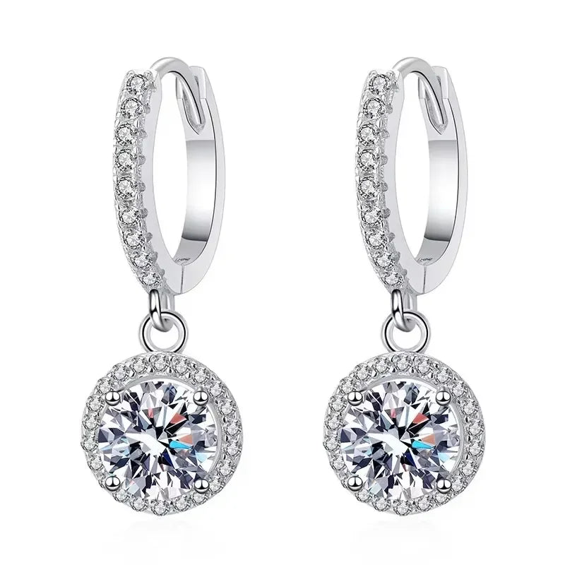 925 Silver 1 ct Moissanite Stud Earrings – Luxurious Round-Cut Sparkle for Evening Wear