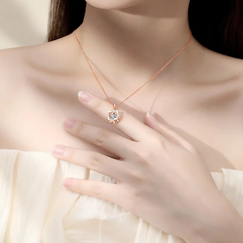 Moissanite Pendant Necklace – 925 Sterling Silver Sparkling Bridal & Party Jewelry for Women